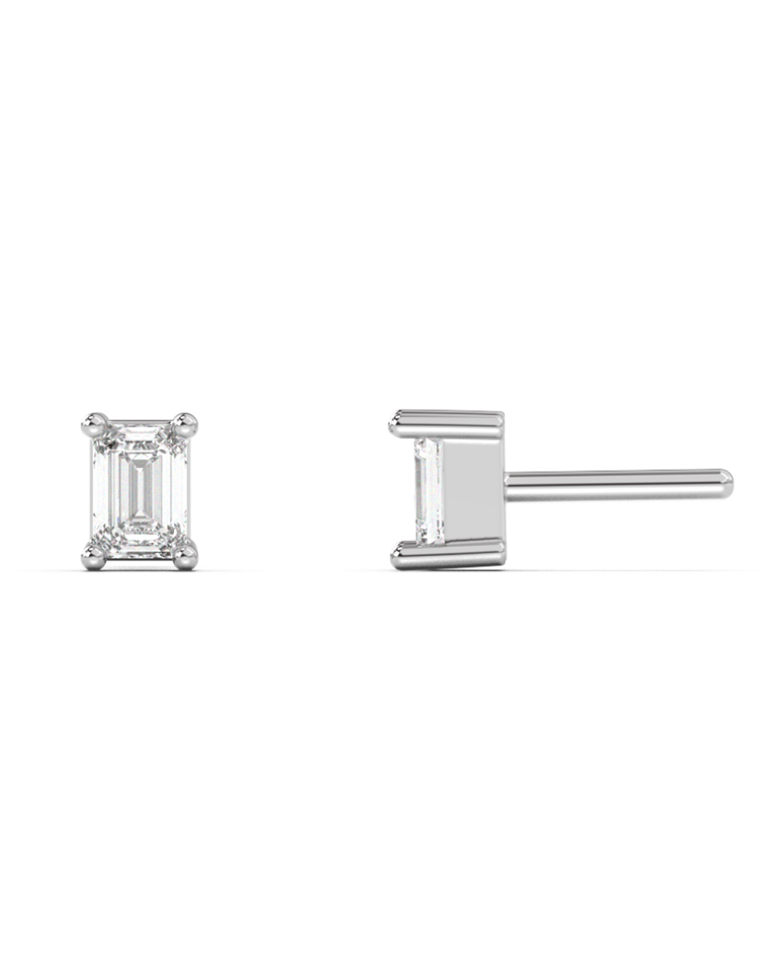 Small emerald cut diamond stud 14K Gold (0.10 ct.) | Single