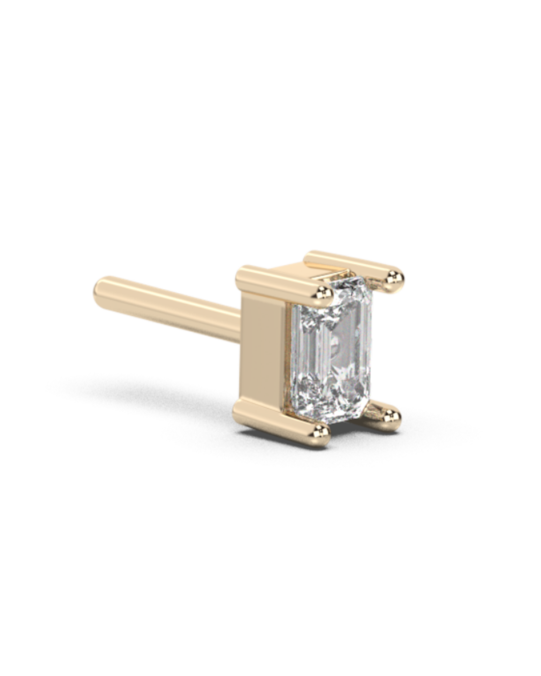 Small emerald cut diamond stud 14K Gold (0.10 ct.) | Single