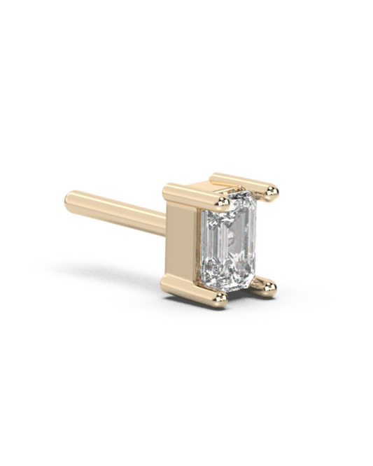 Small emerald cut diamond stud 14K Gold (0.10 ct.) | Single