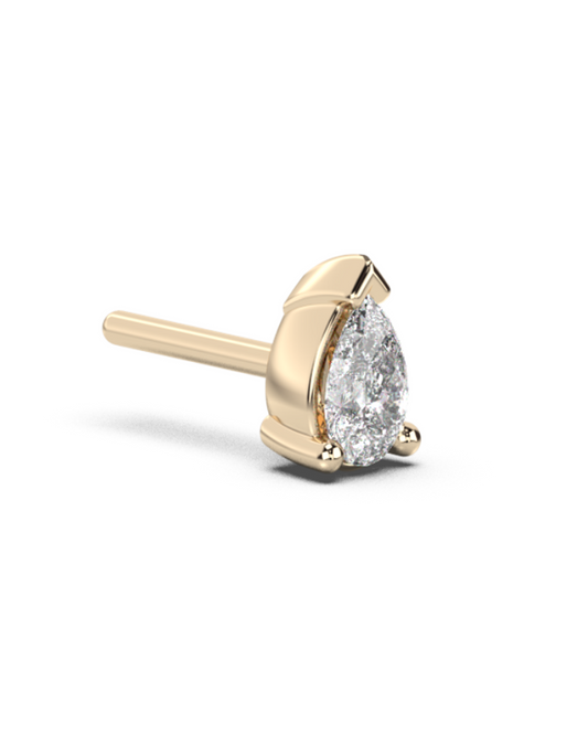 Small pear cut diamond stud 14K Gold (0.10 ct.) | Single