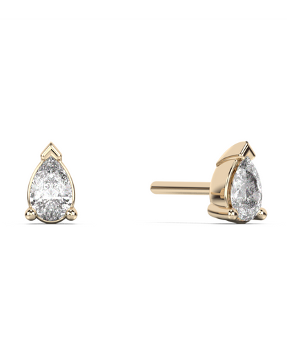 Small pear cut diamond stud 14K Gold (0.20 ct.) | Pair