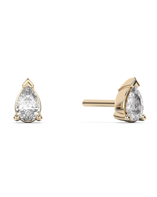Small pear cut diamond stud 14K Gold (0.20 ct.) | Pair