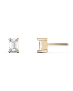 Medium Emerald Cut Lab-grown Diamond Stud - 14K Yellow Gold (0.40 ct.) | Pair