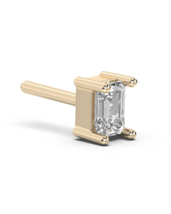 Medium Emerald Cut Lab-grown Diamond Stud - 14K Yellow Gold (0.20 ct.) | Single