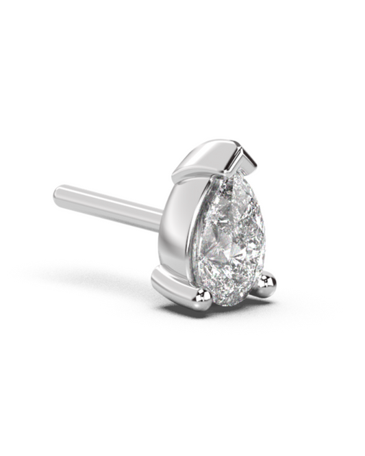 Medium Pear Cut Lab-grown Diamond Stud - 14K White Gold (0.20 ct.) | Single