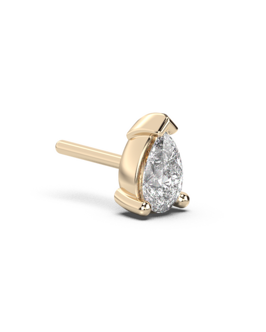 Medium pear cut diamond stud 14K Gold (0.20 ct.) | Single