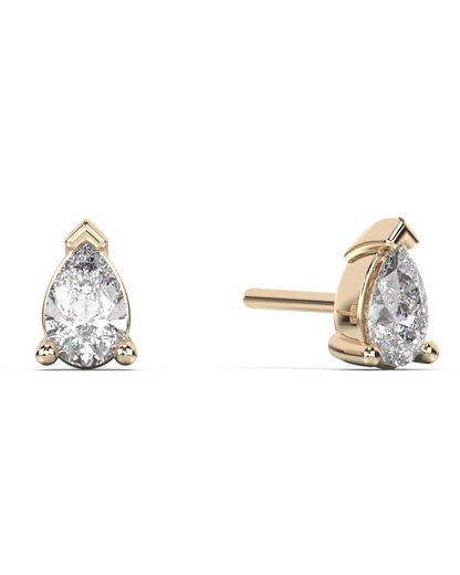 Medium pear cut diamond stud 14K Gold (0.40 ct.) | Pair
