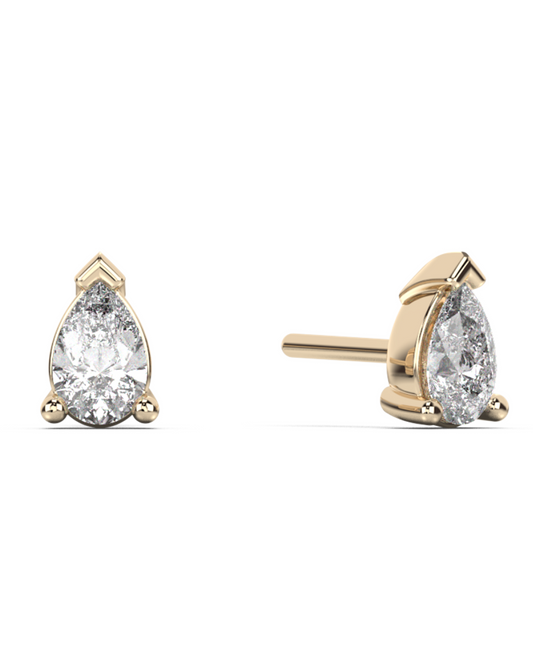 Medium pear cut diamond stud 14K Gold (0.40 ct.) | Pair