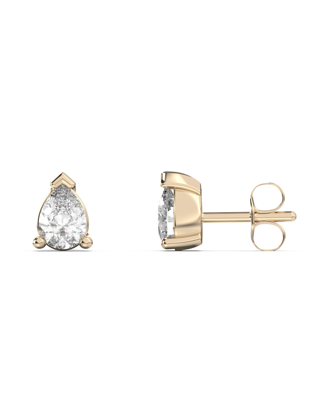 Medium pear cut diamond stud 14K Gold (0.20 ct.) | Single
