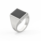 Square Signet Ring Black Agate Sterling Silver
