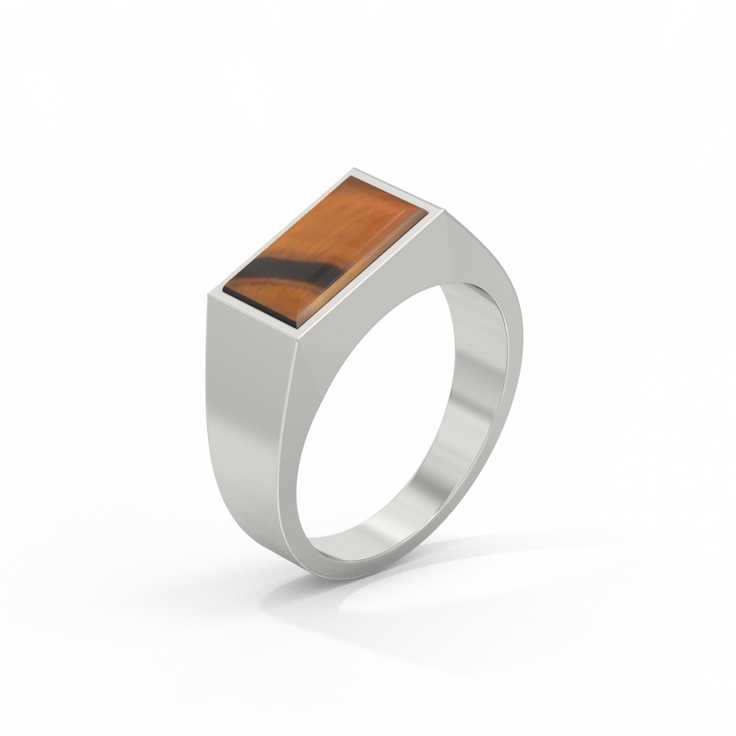 Rectangular Signet Ring Tiger Eye Sterling Silver