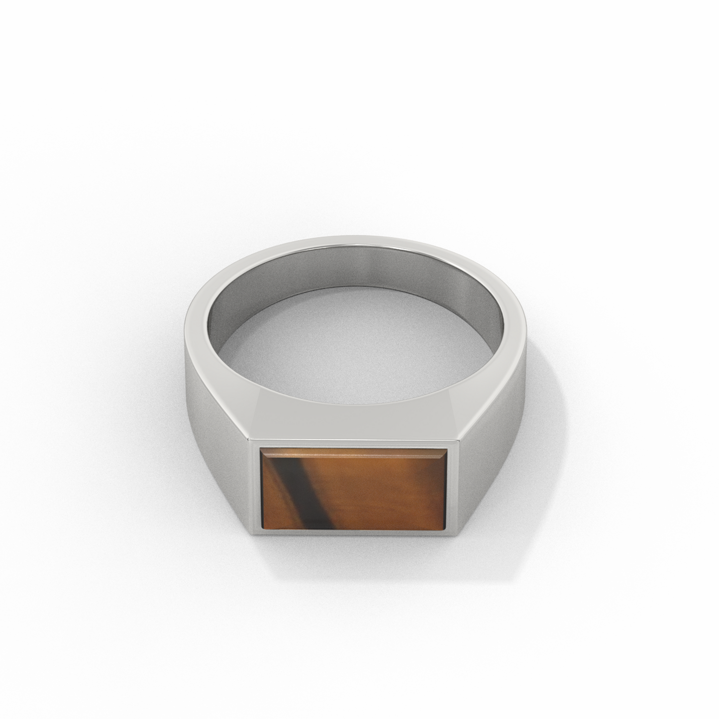 Rectangular Signet Ring Tiger Eye Sterling Silver