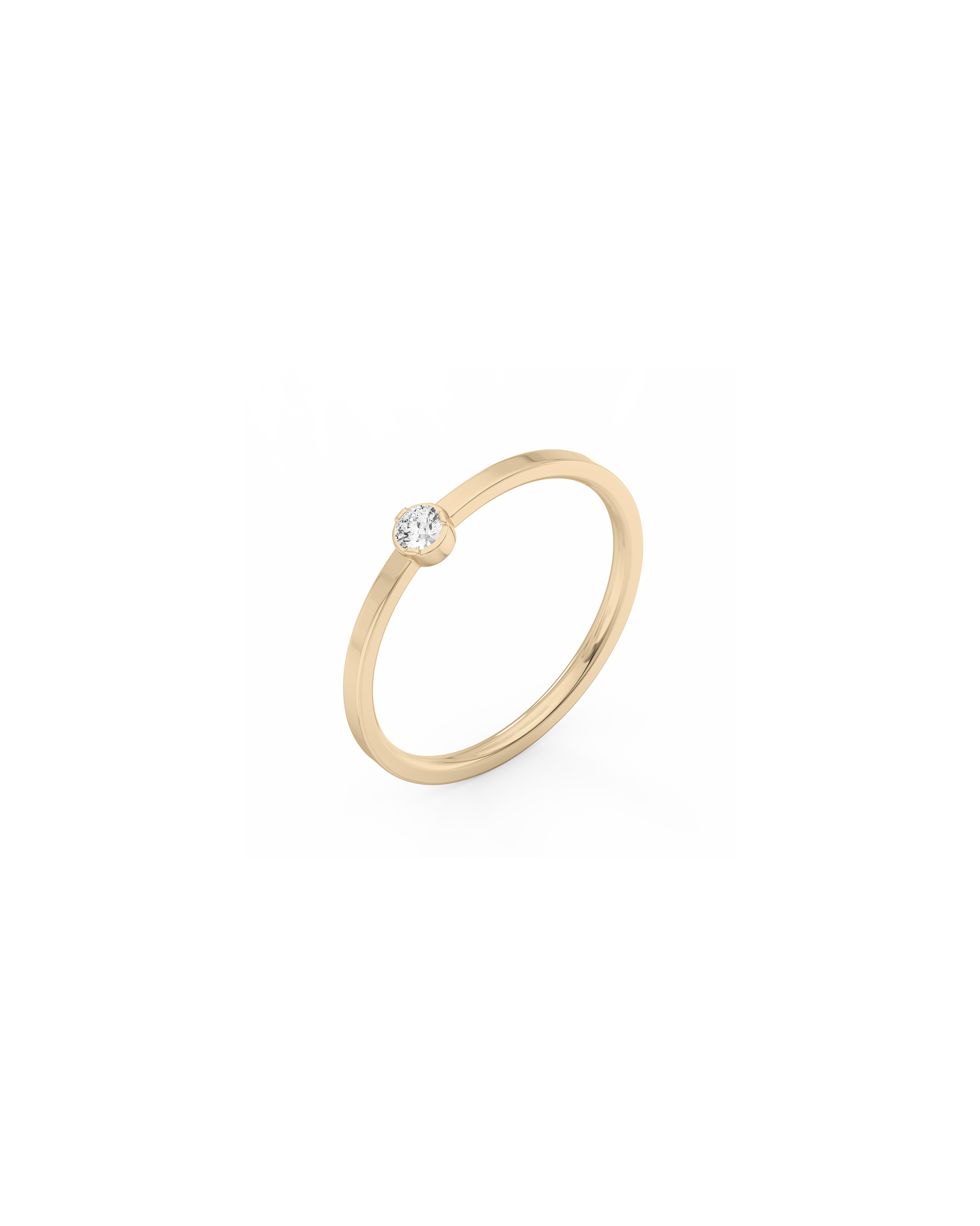 Small Solitaire Bezel Diamond Ring 14K Gold (0.06 ct.) (Size 52)