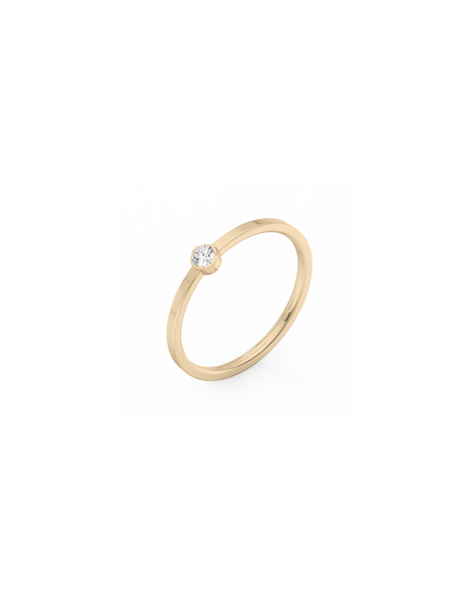 Small Solitaire Bezel Diamond Ring 14K Gold (0.06 ct.) (Size 52)