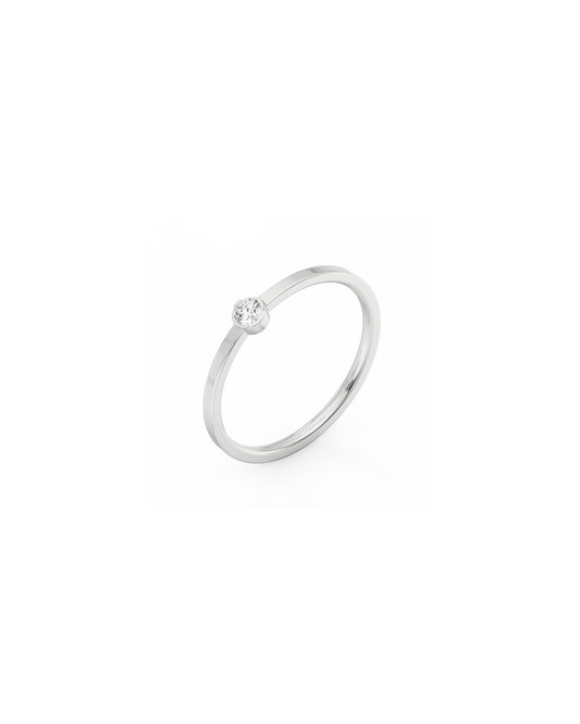 Small Solitaire Bezel Lab-grown Diamond Ring - 14K White Gold (0.06 ct.)