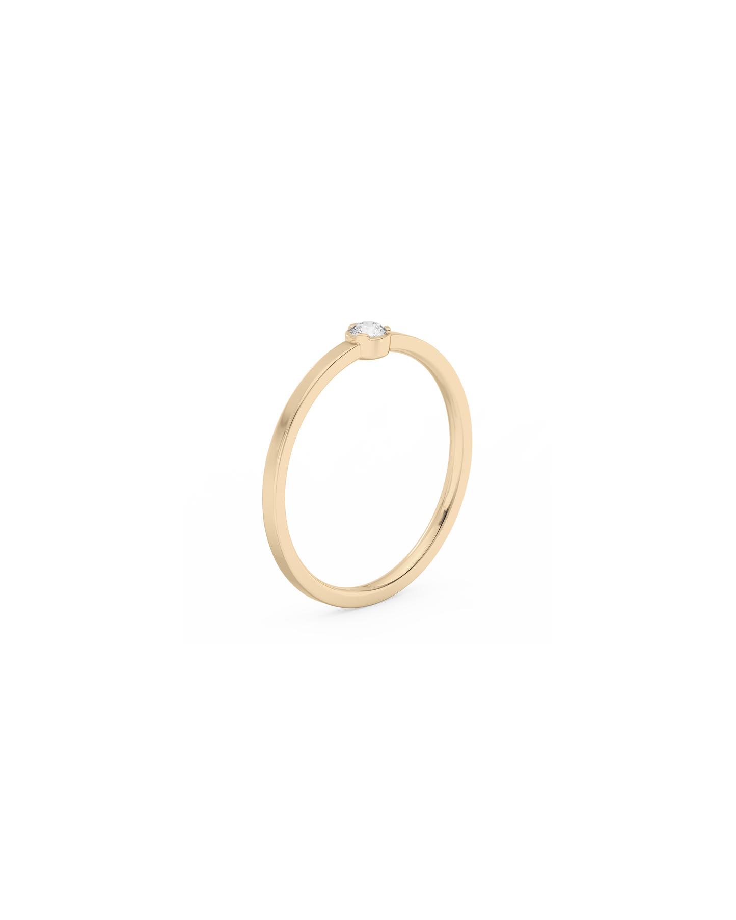 Small Solitaire Bezel Diamond Ring 14K Gold (0.06 ct.) (Size 52)