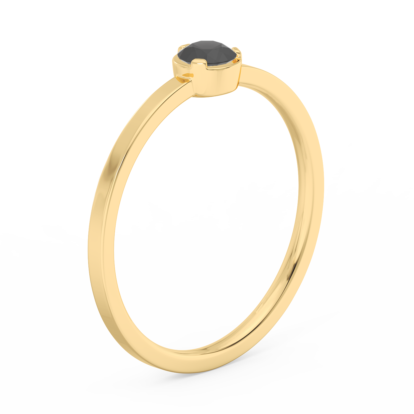 Black Spinel Solitaire Bezel Ring Medium (0.17 ct.)