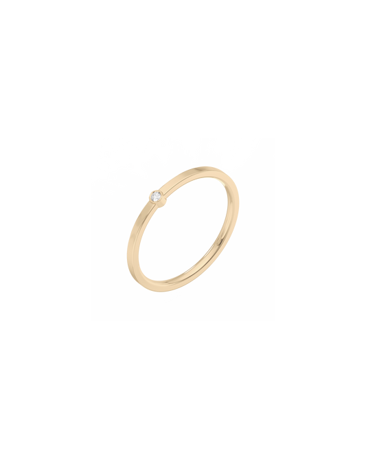 Tiny Solitaire Bezel Diamond Ring 14K Gold (0.02 ct.) (Size 52 & 54)