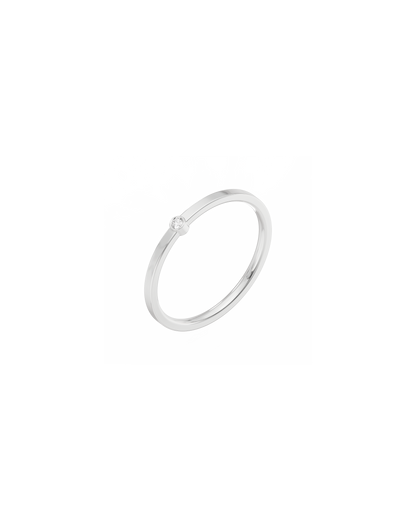 Tiny Solitaire Bezel Lab-grown Diamond Ring - 14K White Gold (0.02 ct.)