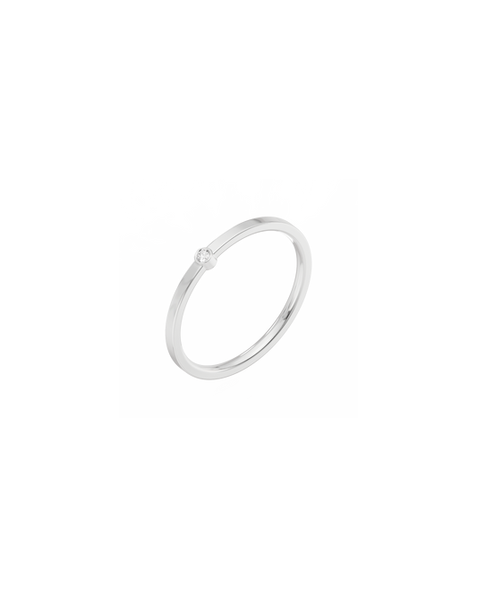 Tiny Solitaire Bezel Lab-grown Diamond Ring - 14K White Gold (0.02 ct.)