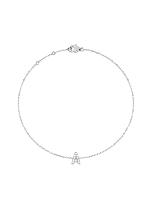 Letter Lab-grown Diamond Bracelet | A-Z | - 14K White Gold (0.04 ct.)