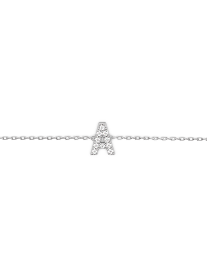 Letter Lab-grown Diamond Bracelet | A-Z | - 14K White Gold (0.04 ct.)