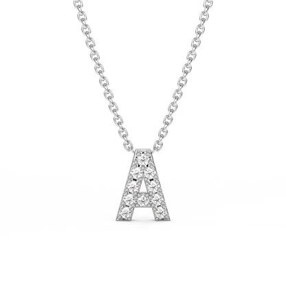 Letter Diamond Necklace | A-Z | - 14K White Gold (0.04 ct.)