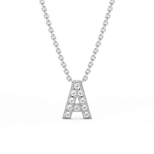 Letter Lab-grown Diamond Necklace | A-Z | - 14K White Gold (0.04 ct.)