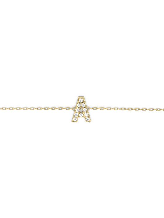 Letter Lab-grown Diamond Bracelet (0.08 ct.) 14K Gold