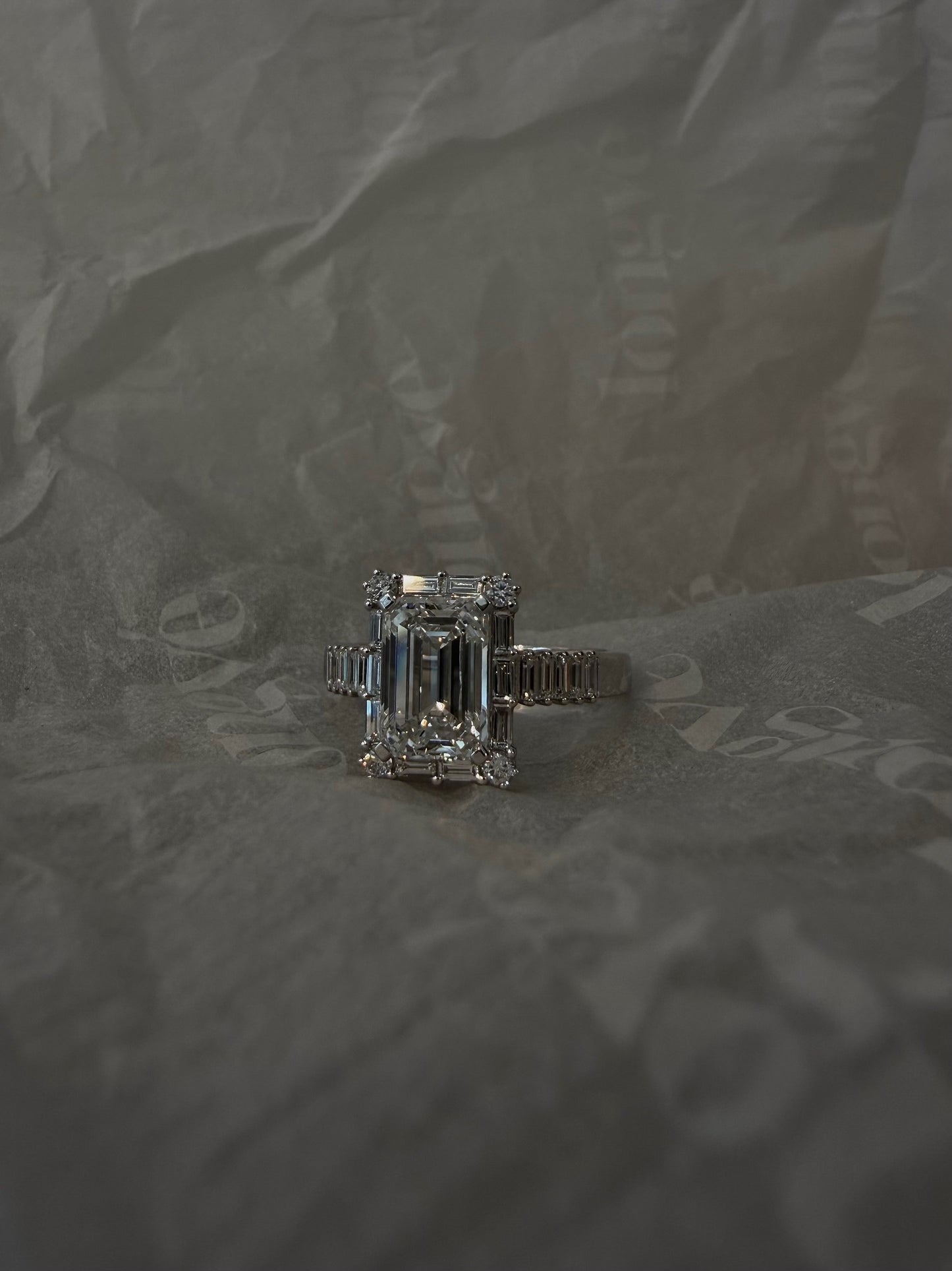 Baguette Halo Diamond Ring  - 14K White Gold (2.55 ct.)