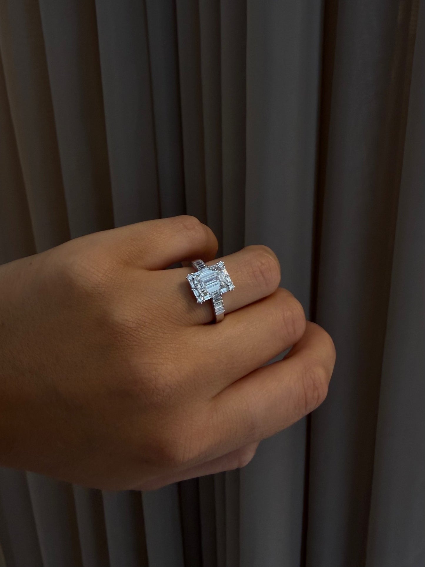 Baguette Halo Diamond Ring  - 14K White Gold (2.55 ct.)