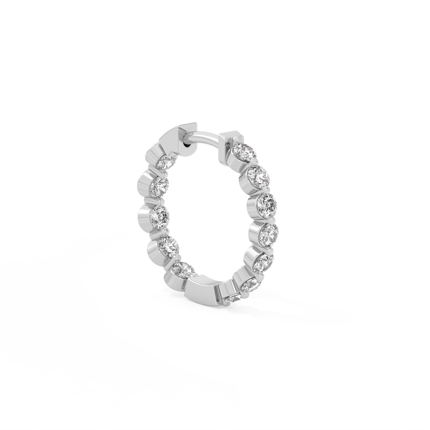 Prong Inside-Out Lab-grown Diamond Huggies - 14K White Gold (0.60 ct.) | Single