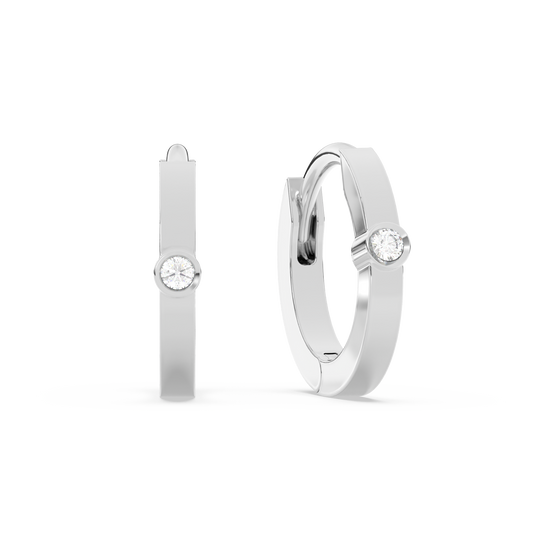 Tiny Diamond Huggies - 14K White Gold (0.02 ct.) | Pair