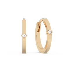 Small Lab-grown Diamond Huggies - 14K Yellow Gold (0.02 ct.) | Pair