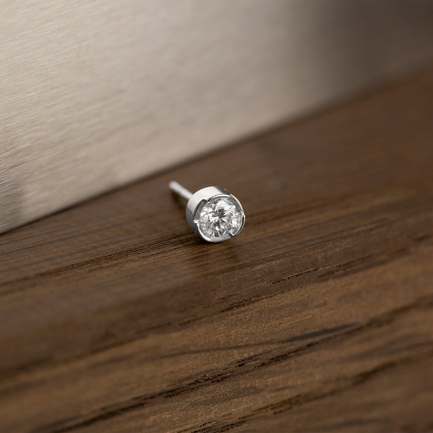 Lab-grown Diamond Bezel Stud Medium 14K White Gold (0.17 ct.)