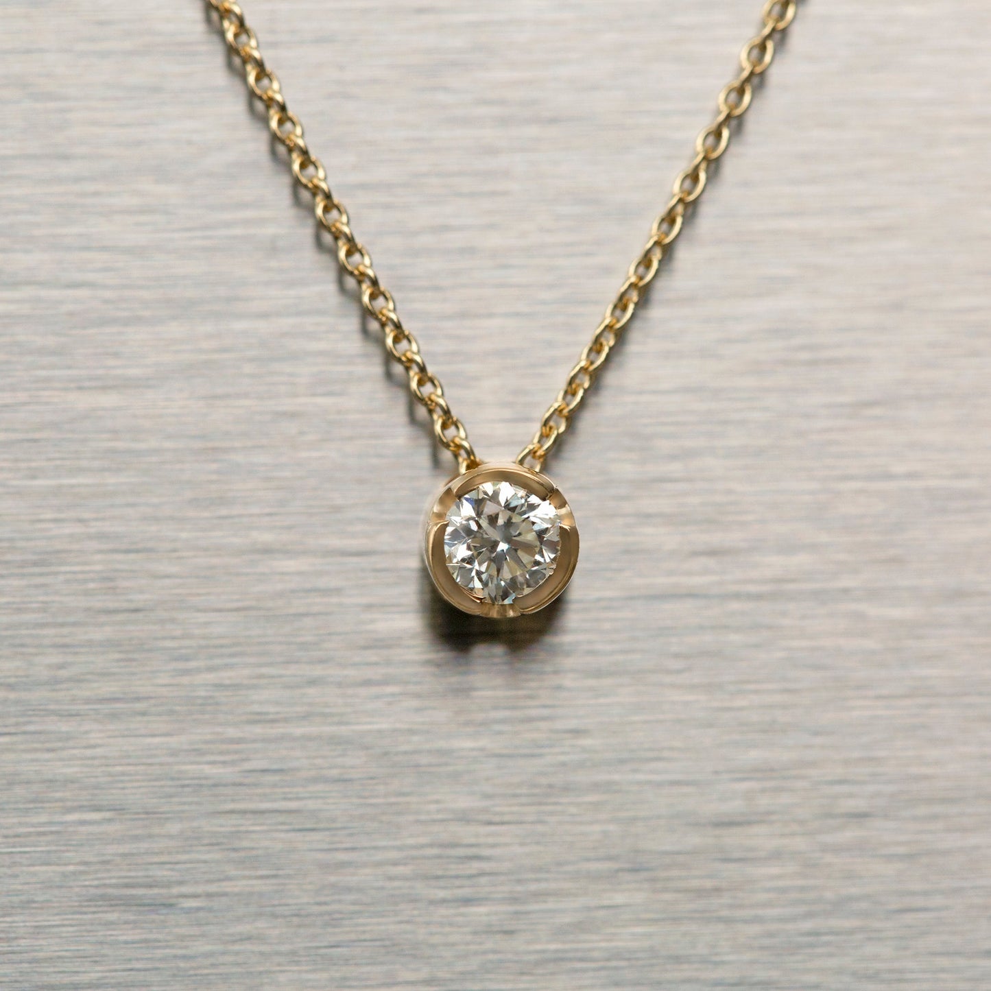 Bezel Lab-grown Diamond Necklace Medium (0.10 ct.) 14K Yellow Gold