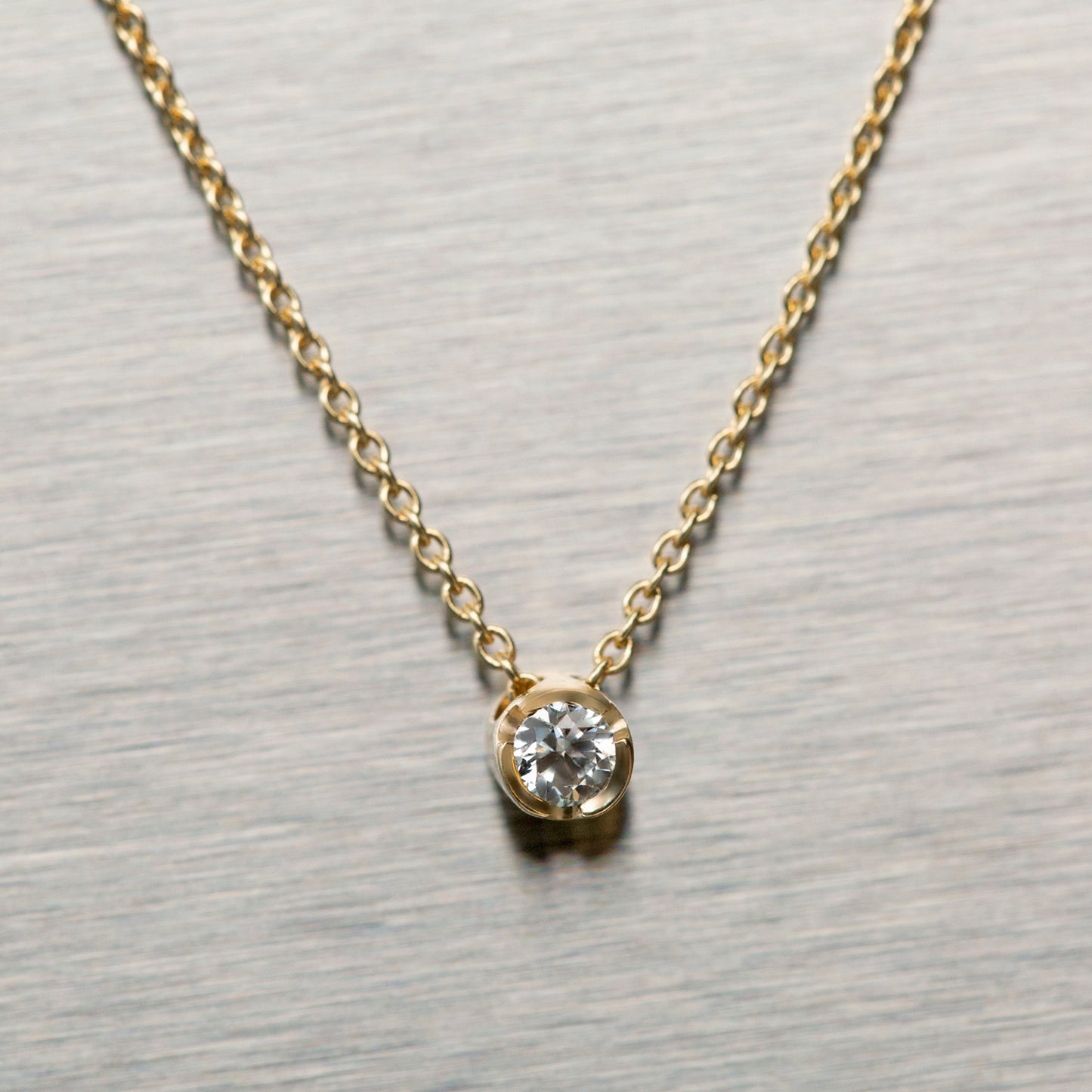 Bezel Lab-grown Diamond Necklace Small (0.06 ct.) 14K Yellow Gold