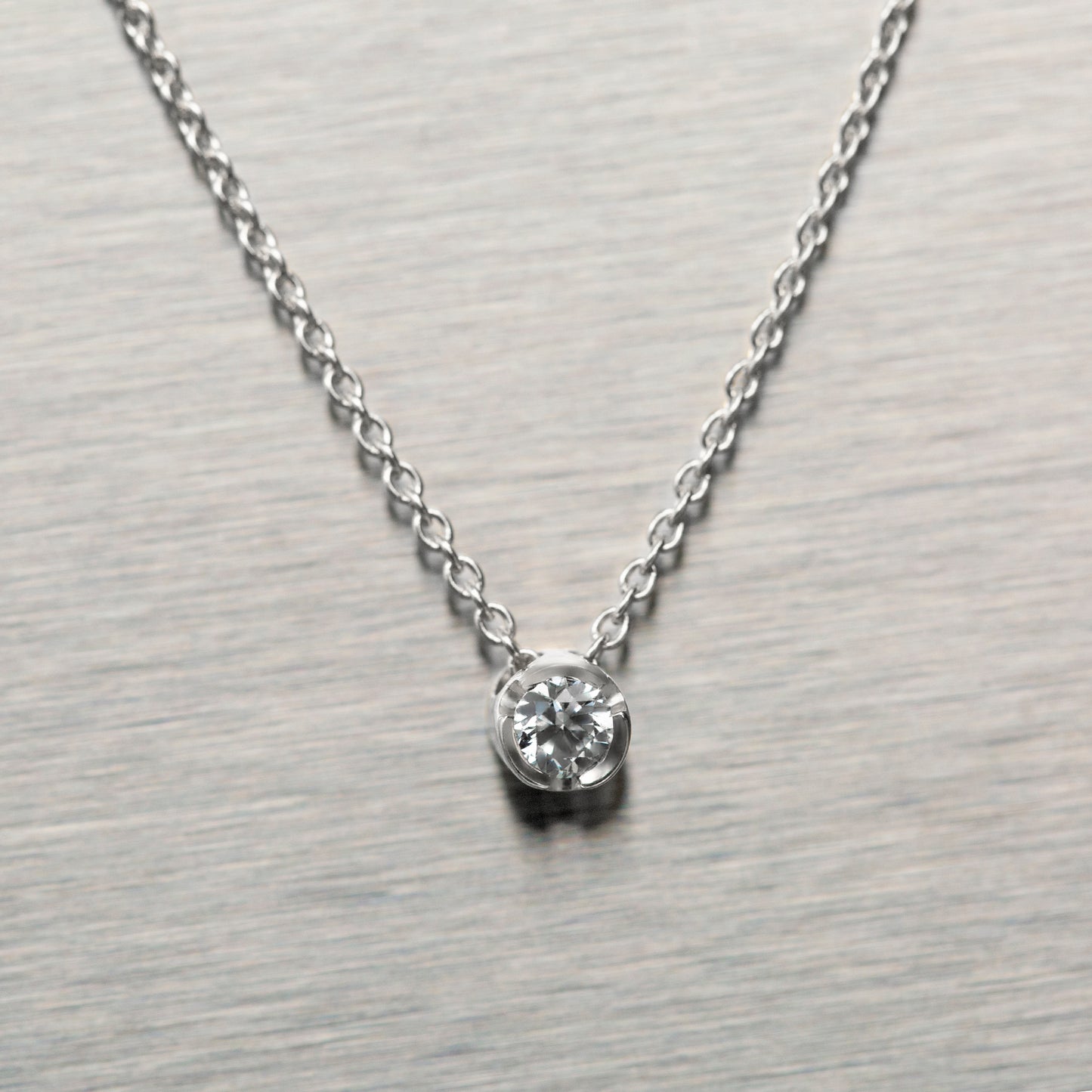 Bezel Lab-grown Diamond Necklace Small (0.06 ct.) 14K White Gold