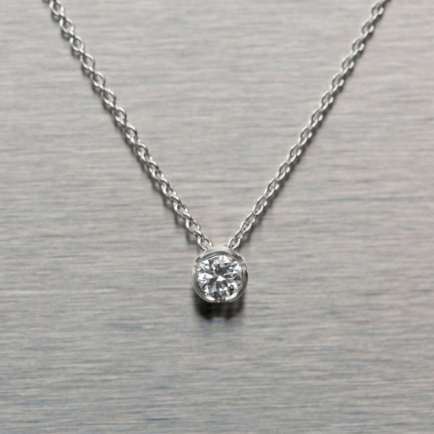 Bezel Lab-grown Diamond Necklace Large (0.17 ct.) 14K White Gold