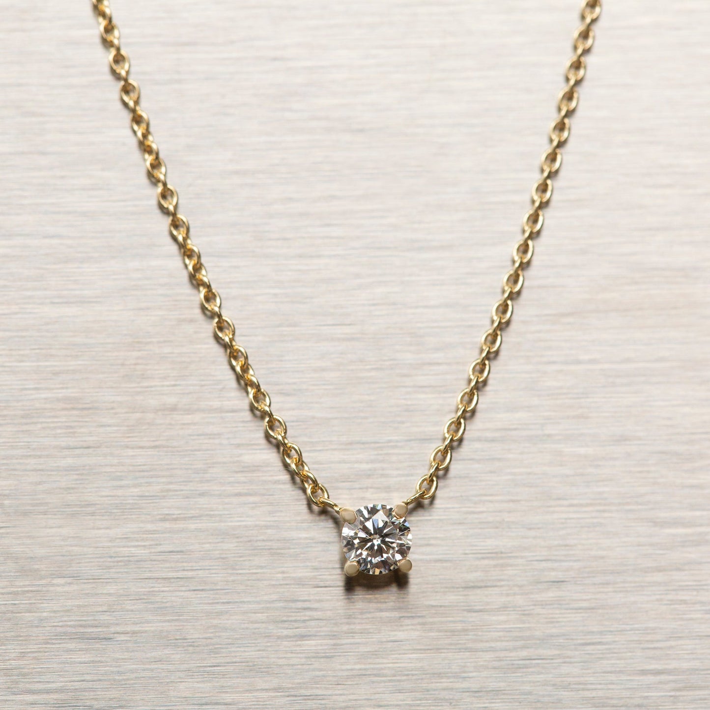 Prong Lab-grown Diamond Necklace Medium (0.10 ct.) 14K Yellow Gold