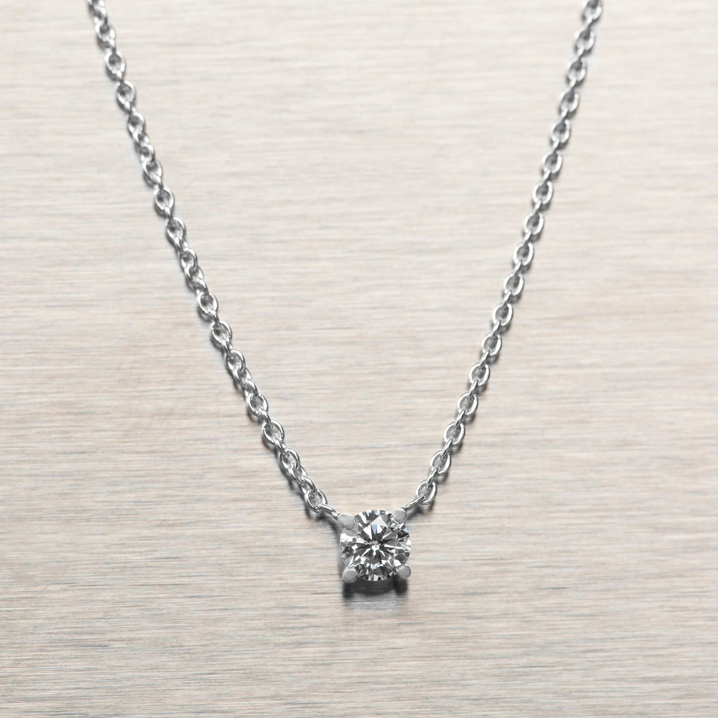 Prong Lab-grown Diamond Necklace Medium (0.10 ct.) 14K White Gold