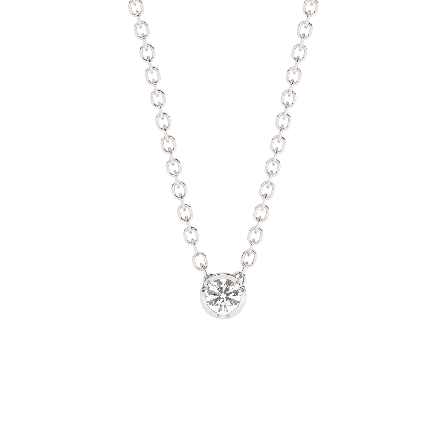 Bezel Lab-grown Diamond Necklace Small (0.06 ct.) 14K White Gold