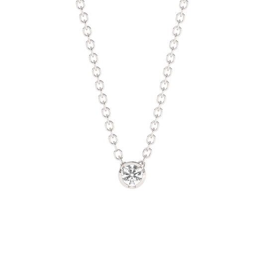 Bezel Lab-grown Diamond Necklace Small (0.06 ct.) 14K White Gold