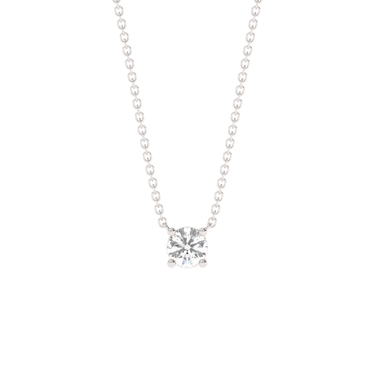 Prong Diamond Necklace Large (0.17 ct.) 14K White Gold