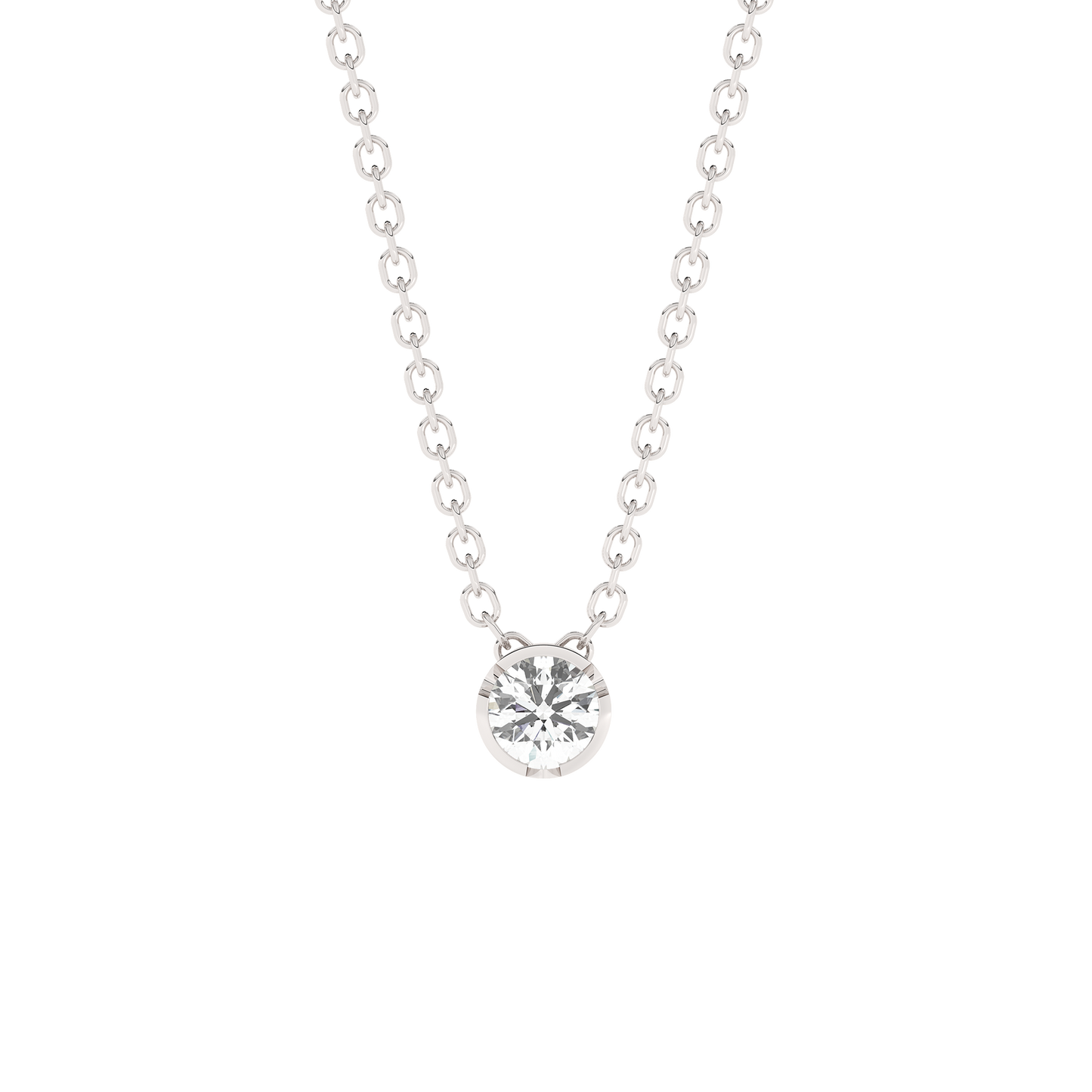 Bezel Lab-grown Diamond Necklace Large (0.17 ct.) 14K White Gold