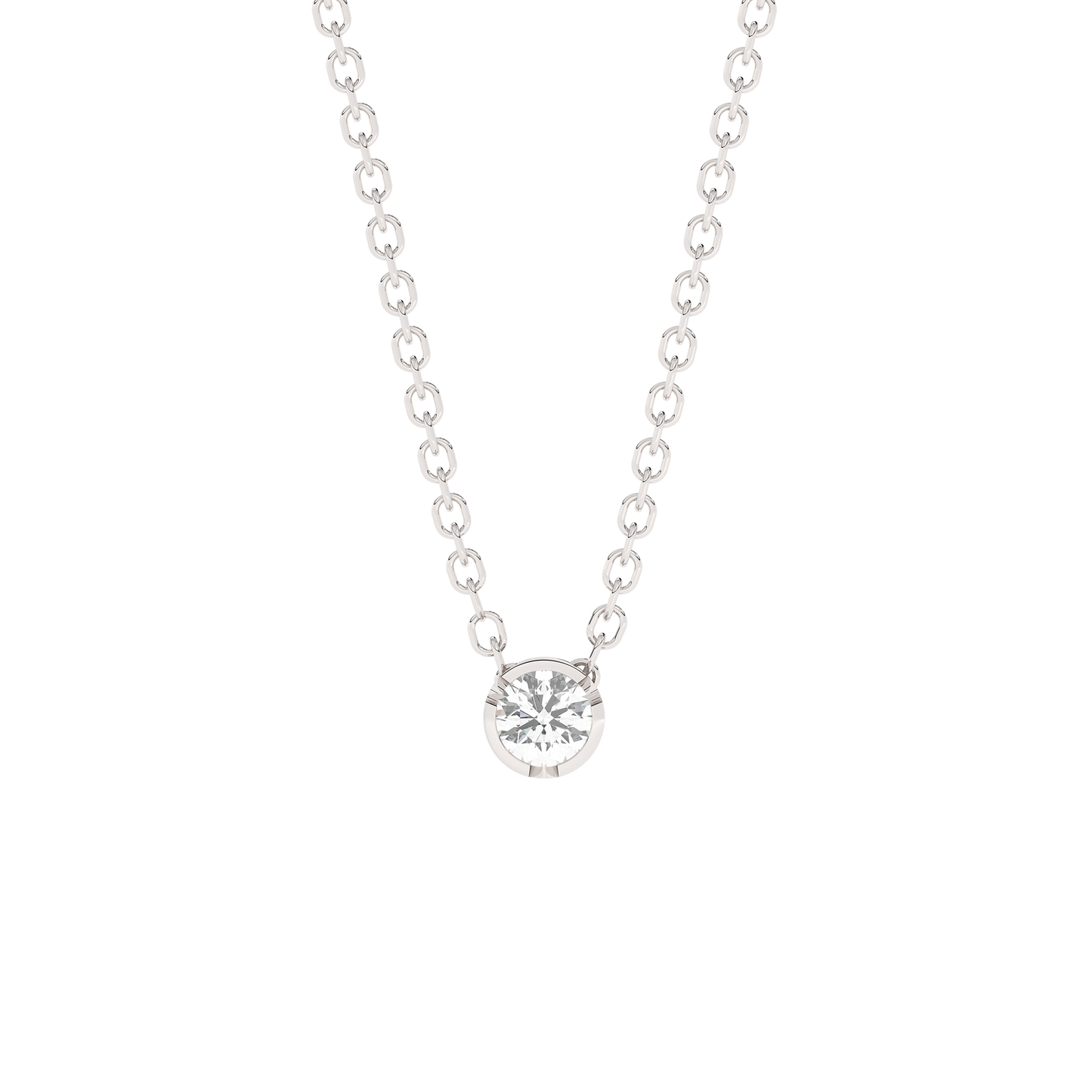 Bezel Lab-grown Diamond Necklace Medium (0.10 ct.) 14K White Gold