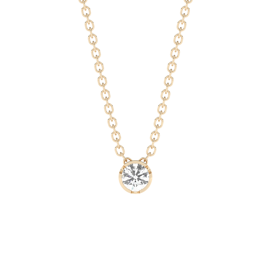 Large Bezel Diamond Necklace 14K Gold (0.17 ct.)