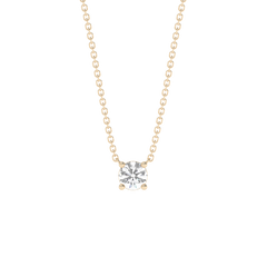 Large Prong Lab-grown Diamond Necklace - 14K Yellow Gold (0.17 ct.)