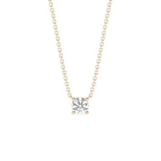 Large Prong Diamond Necklace 14K Gold (0.17 ct.)