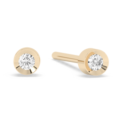 Tiny Bezel Diamond Stud - 14K Yellow Gold (0.03 ct.) | Pair